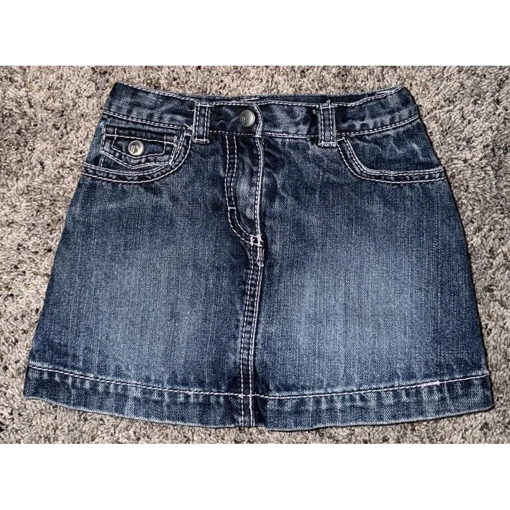 Gymboree Toddler Girl's Size 3T Denim‎ Jean Skirt/skort Pink Stiching